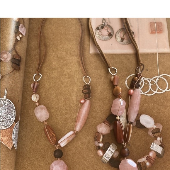 Silpada Pink Rose Quartz Beaded Necklace on Leather cord. N1429 18”-20” inches - Picture 6 of 7